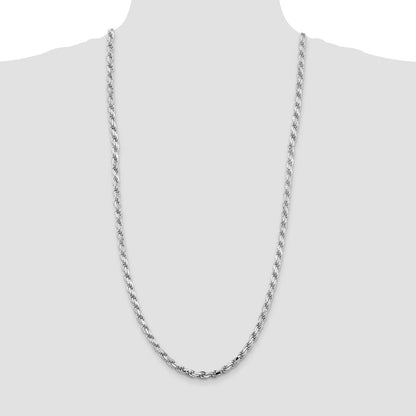 Sterlingsilber Rhodiniert 5.75mm Diamantiert Kordel 30 Zoll Kette