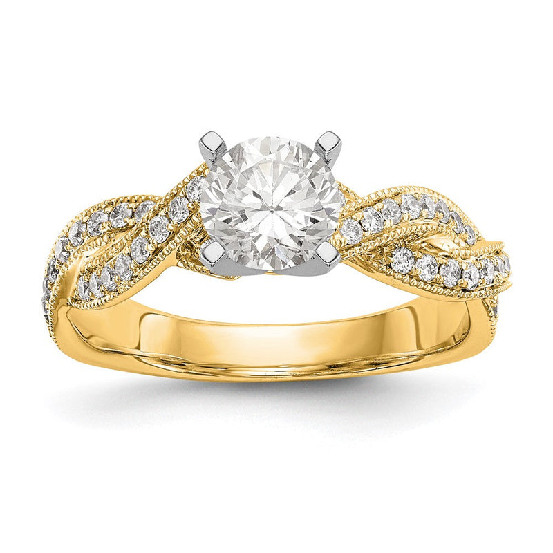 14K Gelbgold Stift Set Diamant Halbfassung Kreuz-cross Verlobungsring