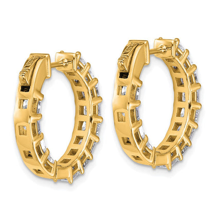 14K Gelbgold Creolen mit 4K im Labor gezüchteten Diamanten im Princess-Schliff, VS/SI+ G+, In-and-Out-Fassung, komplett besetzt