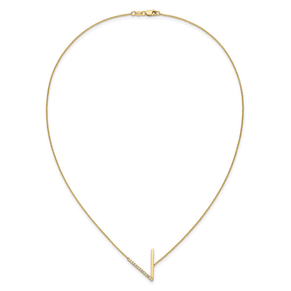 14K Gelbgold Seitlich Diamant Initiale V 18 Zoll Halskette