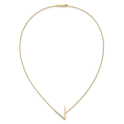 14K Gelbgold Seitlich Diamant Initiale V 18 Zoll Halskette