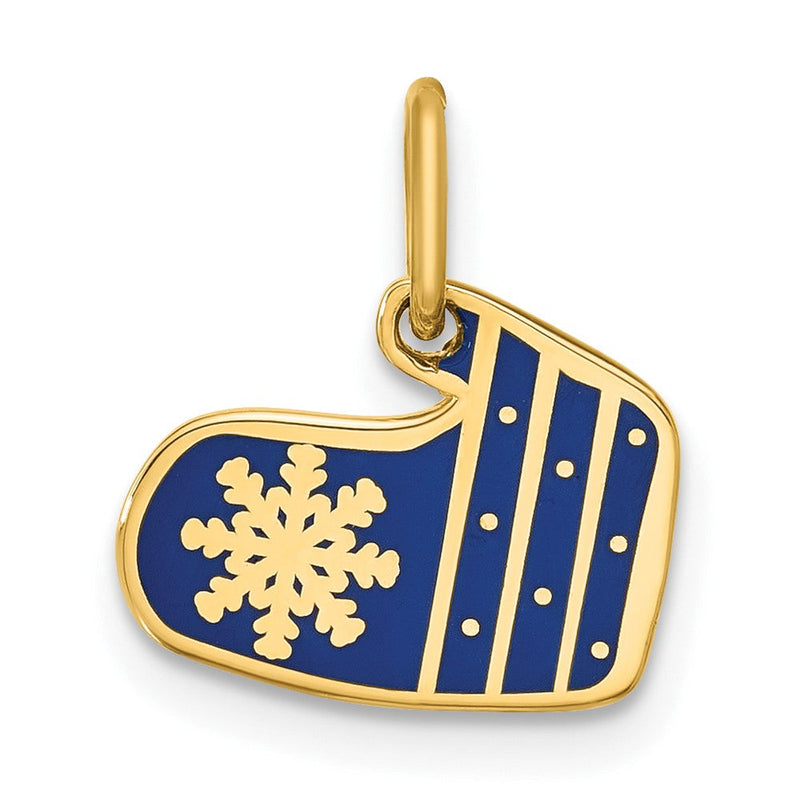 14K Gelbgold Emaillierter Fäustling-Charm