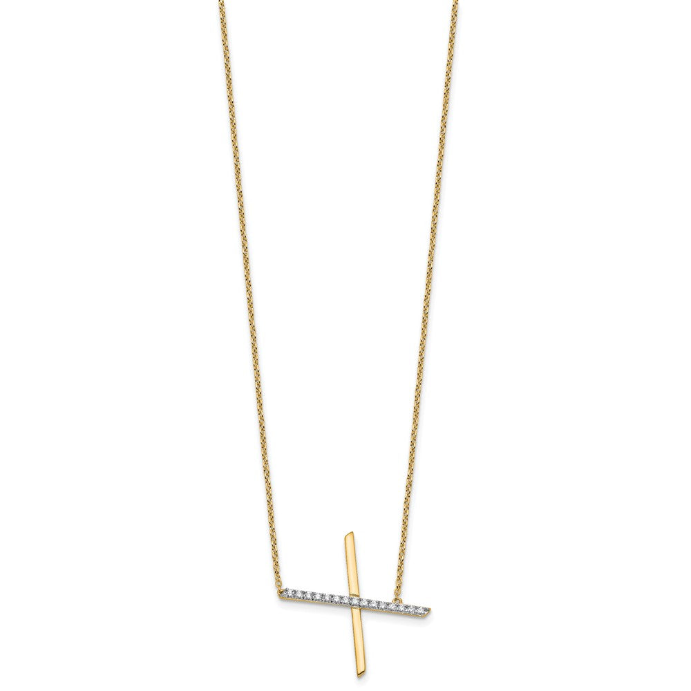 14K Gelbgold Seitlich Diamant Initiale X 18 Zoll Halskette