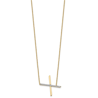 14K Gelbgold Seitlich Diamant Initiale X 18 Zoll Halskette