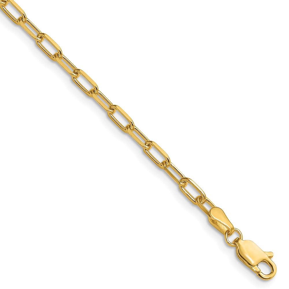 14K Gelbgold 3.0mm Massiv Abgeschrägt Büroklammer Gliederarmband