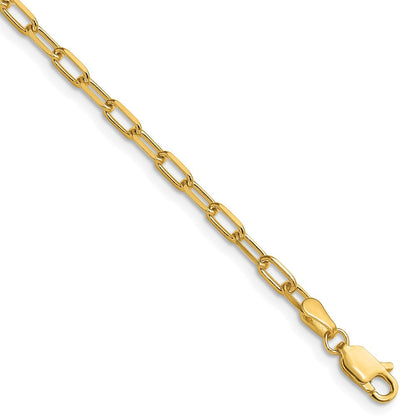 14K Gelbgold 3.0mm Massiv Abgeschrägt Büroklammer Gliederarmband