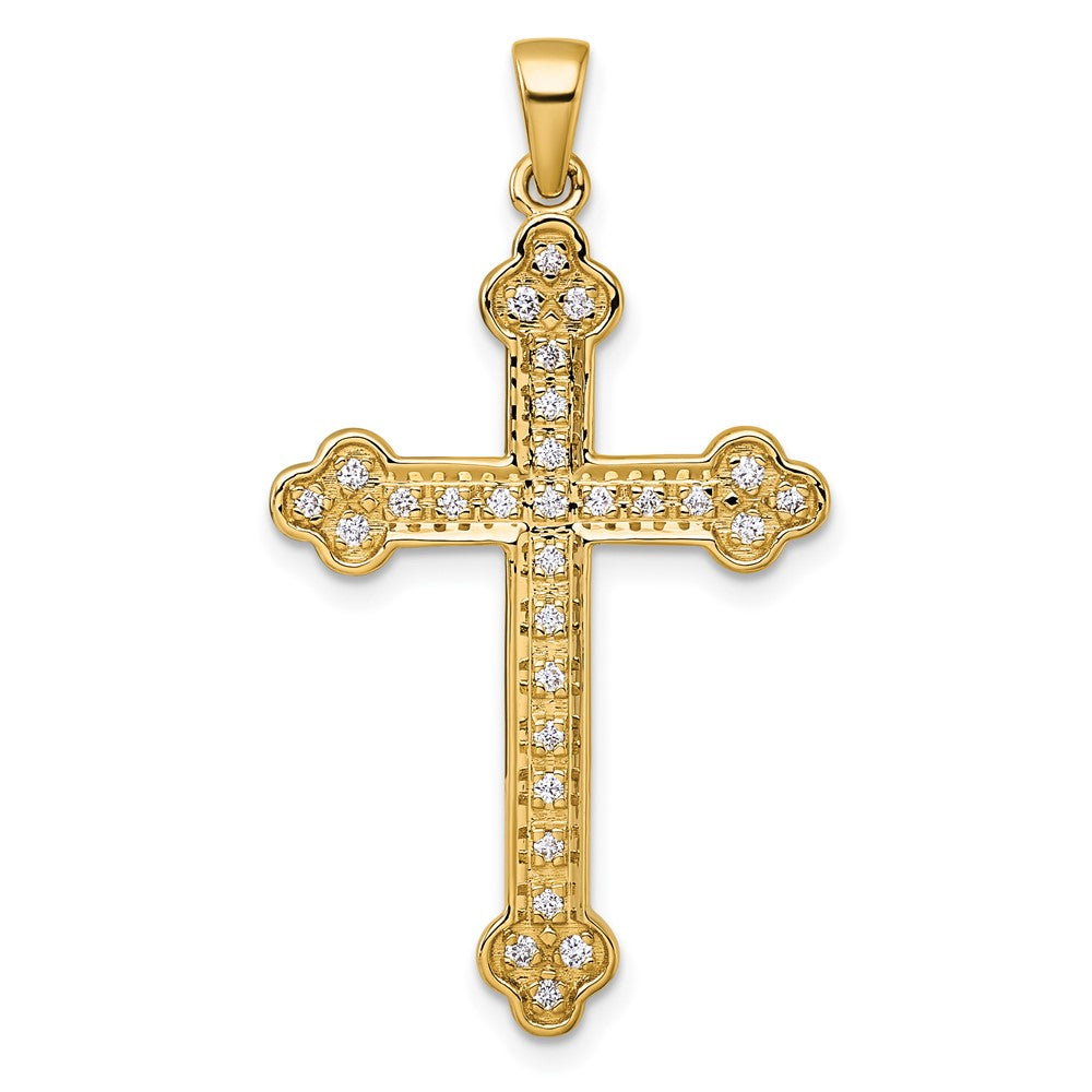 14K Gelbgold Kreuzanhänger mit 0,25 Karat Diamant