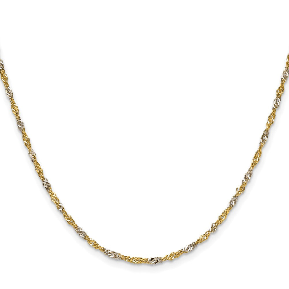 14K Gelbgold mit Rhodium 1.9mm Singapurkette Halskette