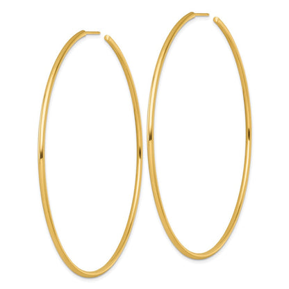 14K Gelbgold Poliert 2.0 X 80mm Röhre C-hoop Ohrstecker