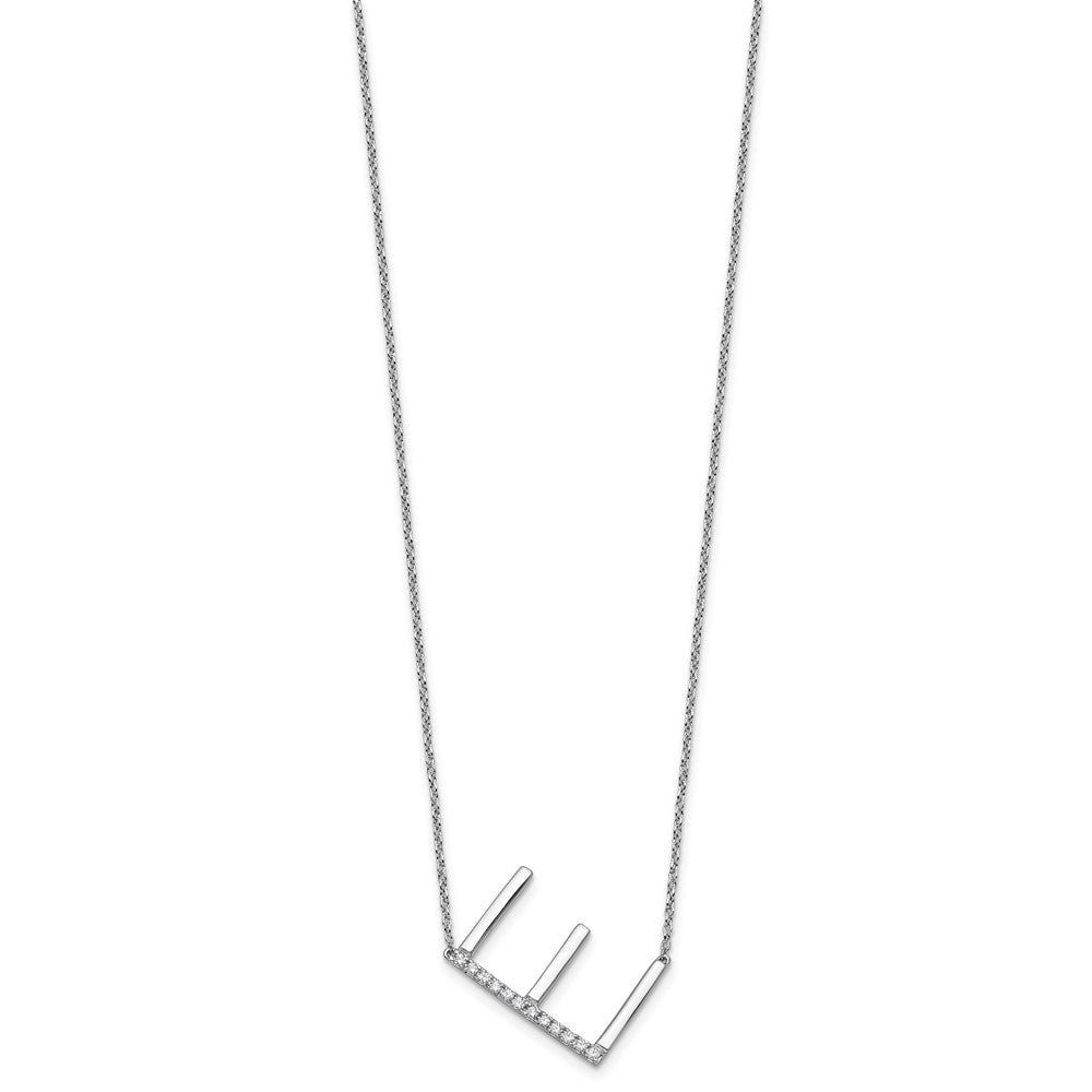 14K Weißgold Seitlich Diamant Initiale E 18 Zoll Halskette