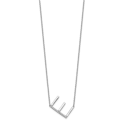14K Weißgold Seitlich Diamant Initiale E 18 Zoll Halskette