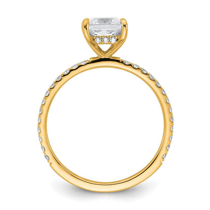 14K Gelbgold Verlobungsring mit 1,375 Karat zertifiziertem, im Labor gezüchtetem Diamanten im Prinzessschliff VS+ F+, Komplettsolitär mit Flair