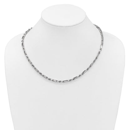 Sterlingsilber Rhodiniert Poliert 4.75mm Figaro Kordel Kette 19.75 Zoll Halskette