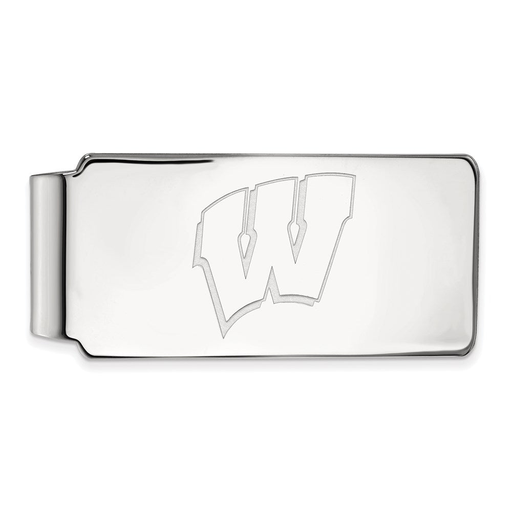 14K Weißgold Logoart University Of Wisconsin Buchstabe W Geldklammer