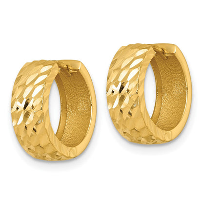 14K Gelbgold Poliert 5.0mm Diamantiert Rund Klappbar Creolen