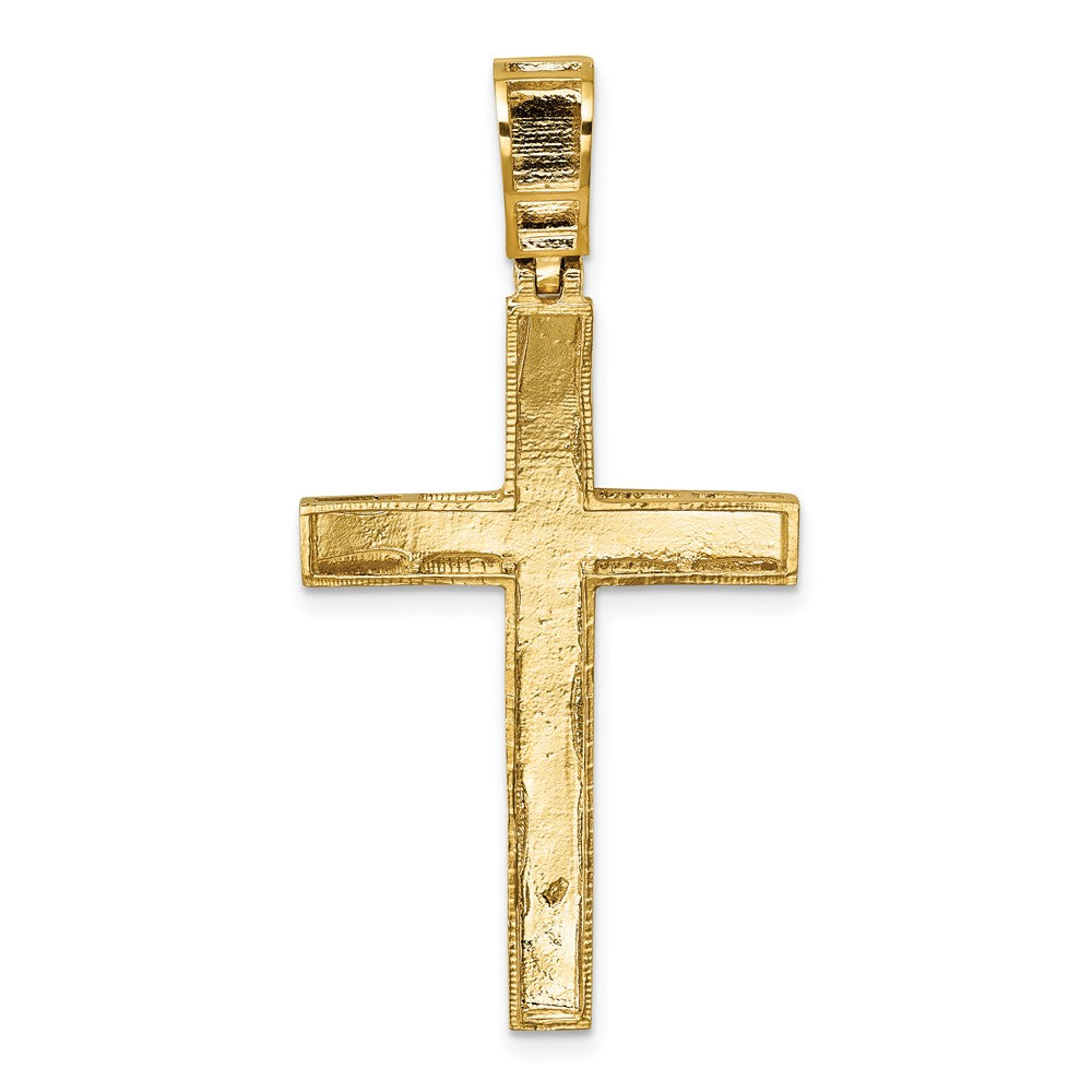 14K Gelbgold Anhänger, poliert, diamantgeschliffen, ausgefallenes lateinisches Kreuz