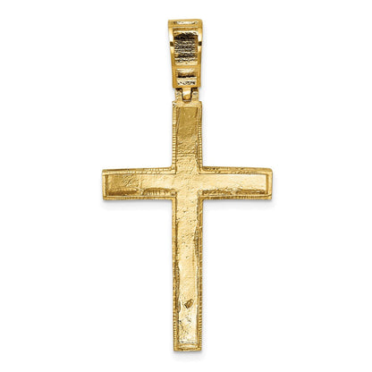 14K Gelbgold Anhänger, poliert, diamantgeschliffen, ausgefallenes lateinisches Kreuz