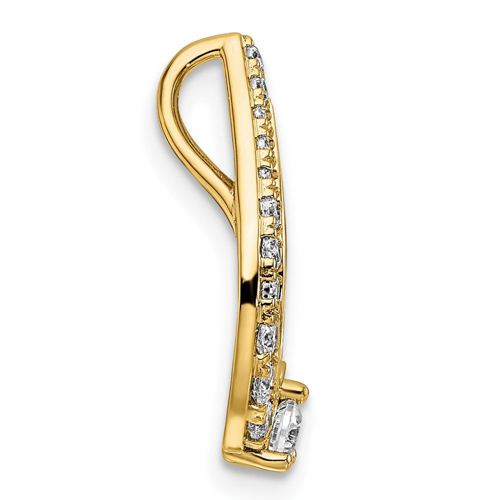 14K Gelbgold Poliert 1/2 Karat Diamant Tropfen Kette Anhänger