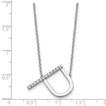 14K Weißgold Seitlich Diamant Initiale P 18 Zoll Halskette