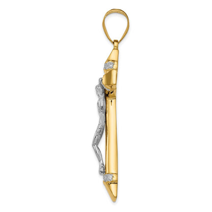 14K Bicolor Gold Zweifarbiger Zirkonia-Kruzifix-Anhänger