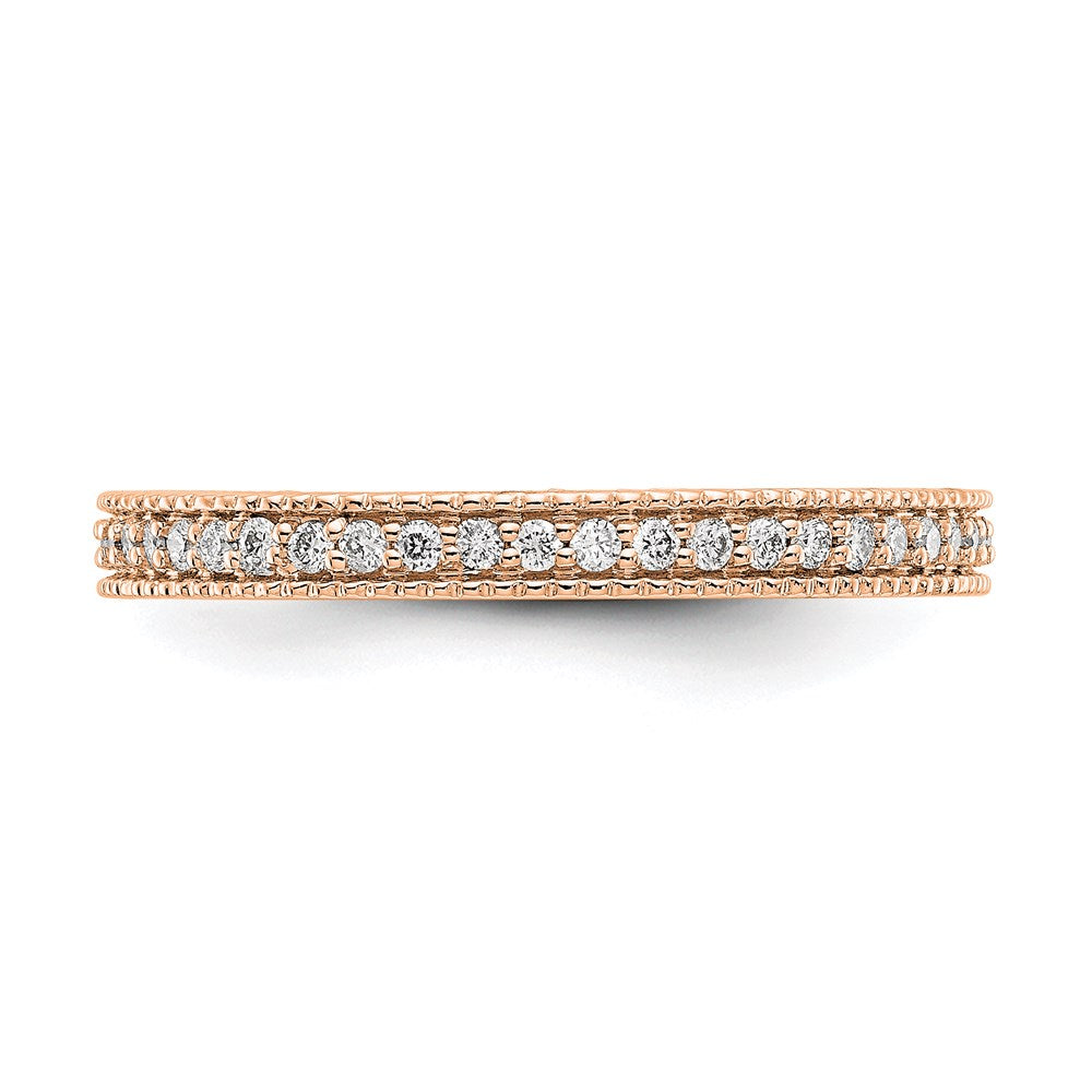 14K Roségold Poliert 1/3ct Milgrain Kante Diamant Memoire Ehering Ring