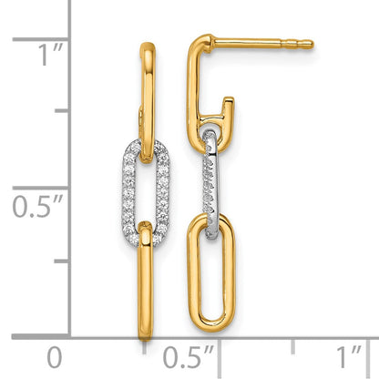 14K Bicolor-Gold Diamant-Paperclip-Glieder-Ohrhänger mit Steckverschluss, 0,2 ct
