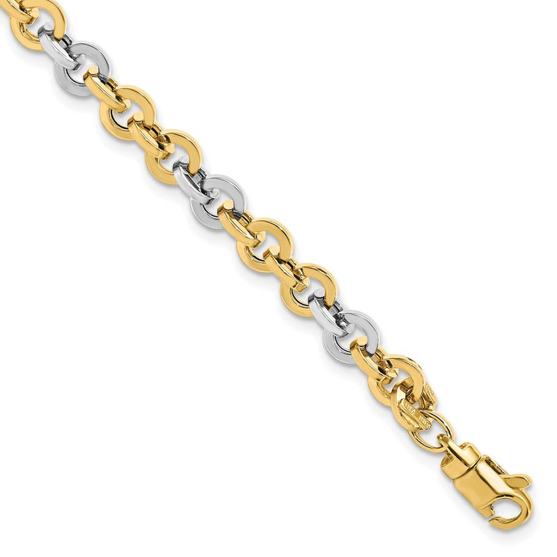 14K Weißgold Bicolor Poliert Glieder Armband