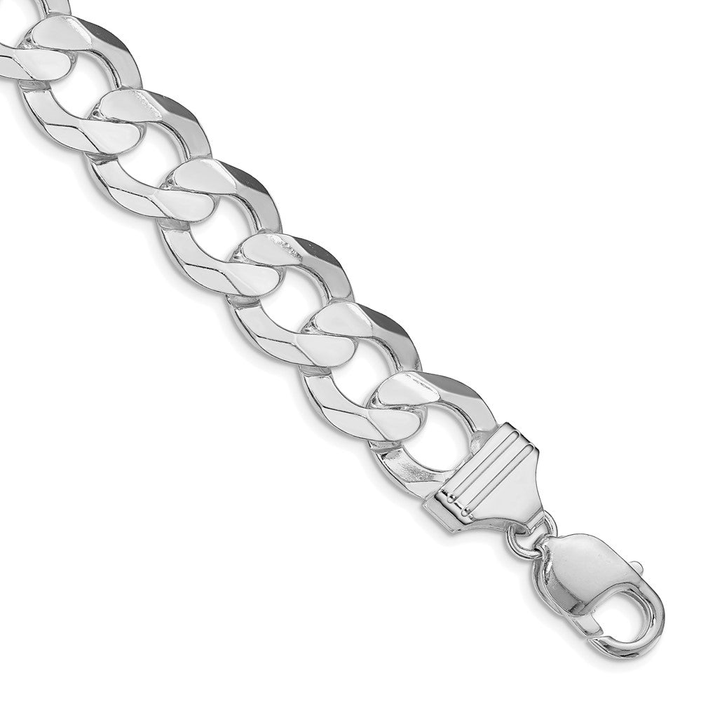 Sterlingsilber Rhodiniert 14.0mm Konkav Abgeschrägt Panzer Kette
