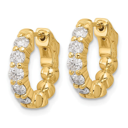 14K Gelbgold 1 Karat Diamant Rund Creole mit Sicherheits Verschluss Ohrringe