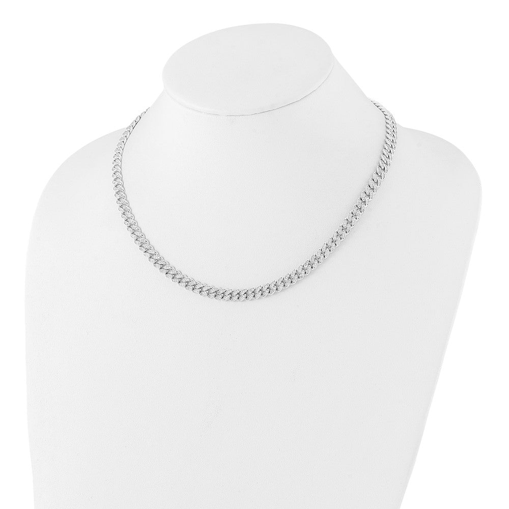 Sterlingsilber Rhodiniert Mikro Pavé Zirkonia 6mm Panzer Glieder 18 Zoll Halskette