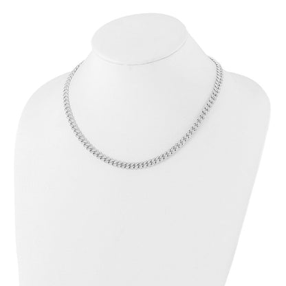 Sterlingsilber Rhodiniert Mikro Pavé Zirkonia 6mm Panzer Glieder 18 Zoll Halskette