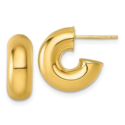 14K Gelbgold Poliert 6.00 X 15mm Röhre C-hoop Ohrstecker