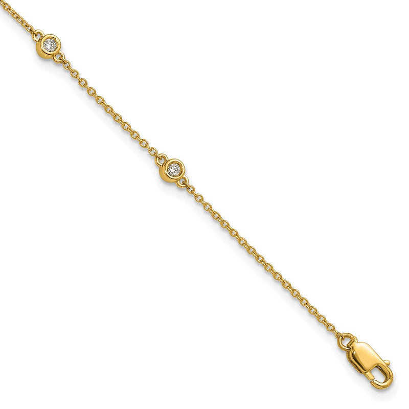14K Gelbgold Komplett 1/6 Karat Zargenfassung-set Diamant und Ankerkette Kette 6-station 7 Zoll Armband