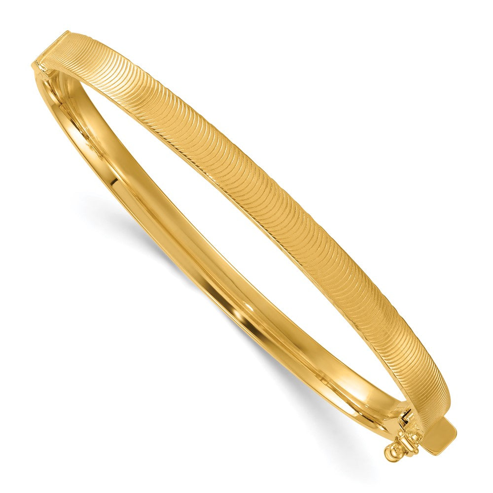 14K Gelbgold Poliert 4.75mm Diamantiert Strukturiert Klappbar Oval Armreif Armband