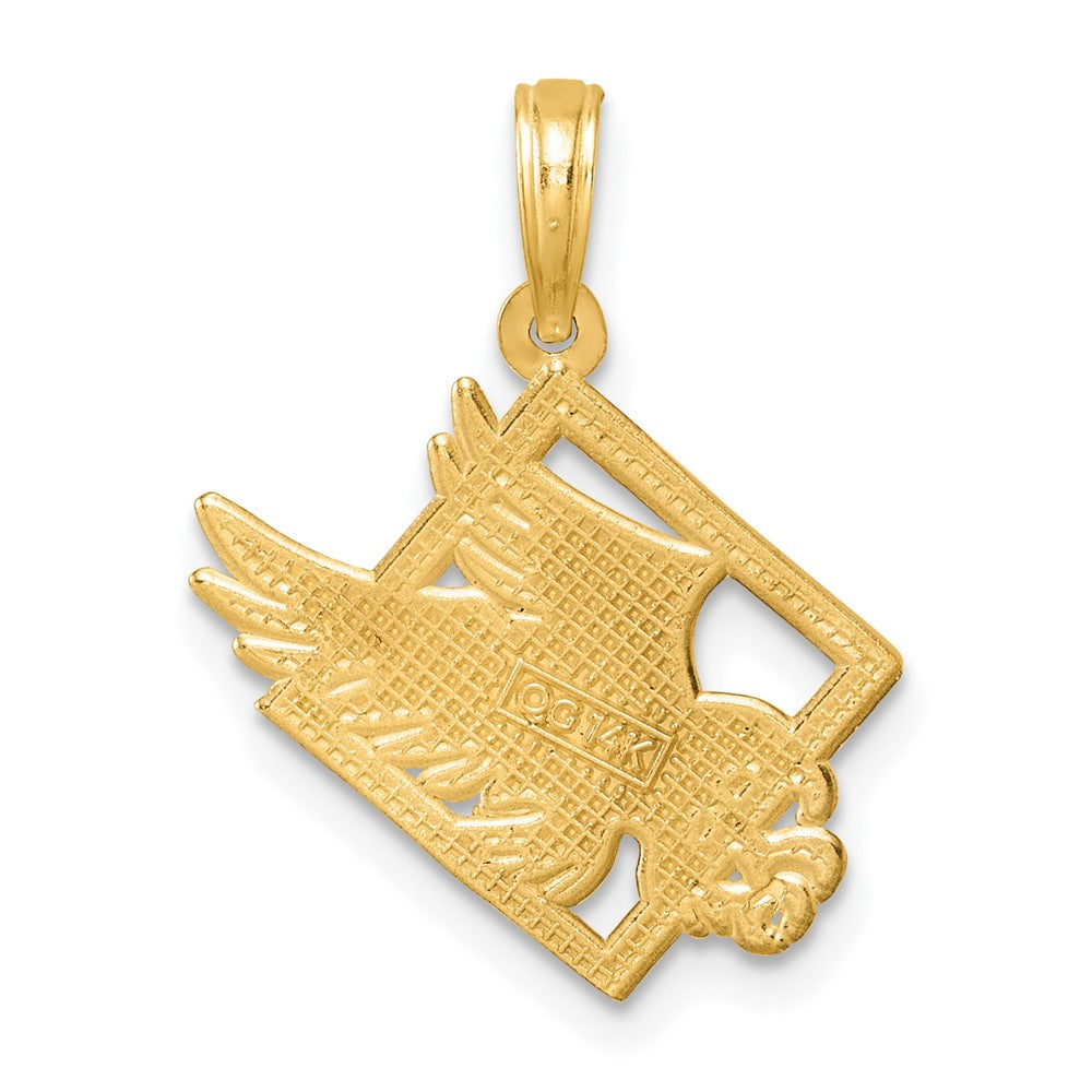 14K Gelbgold Polierter Adler-in-Quadrat-Anhänger