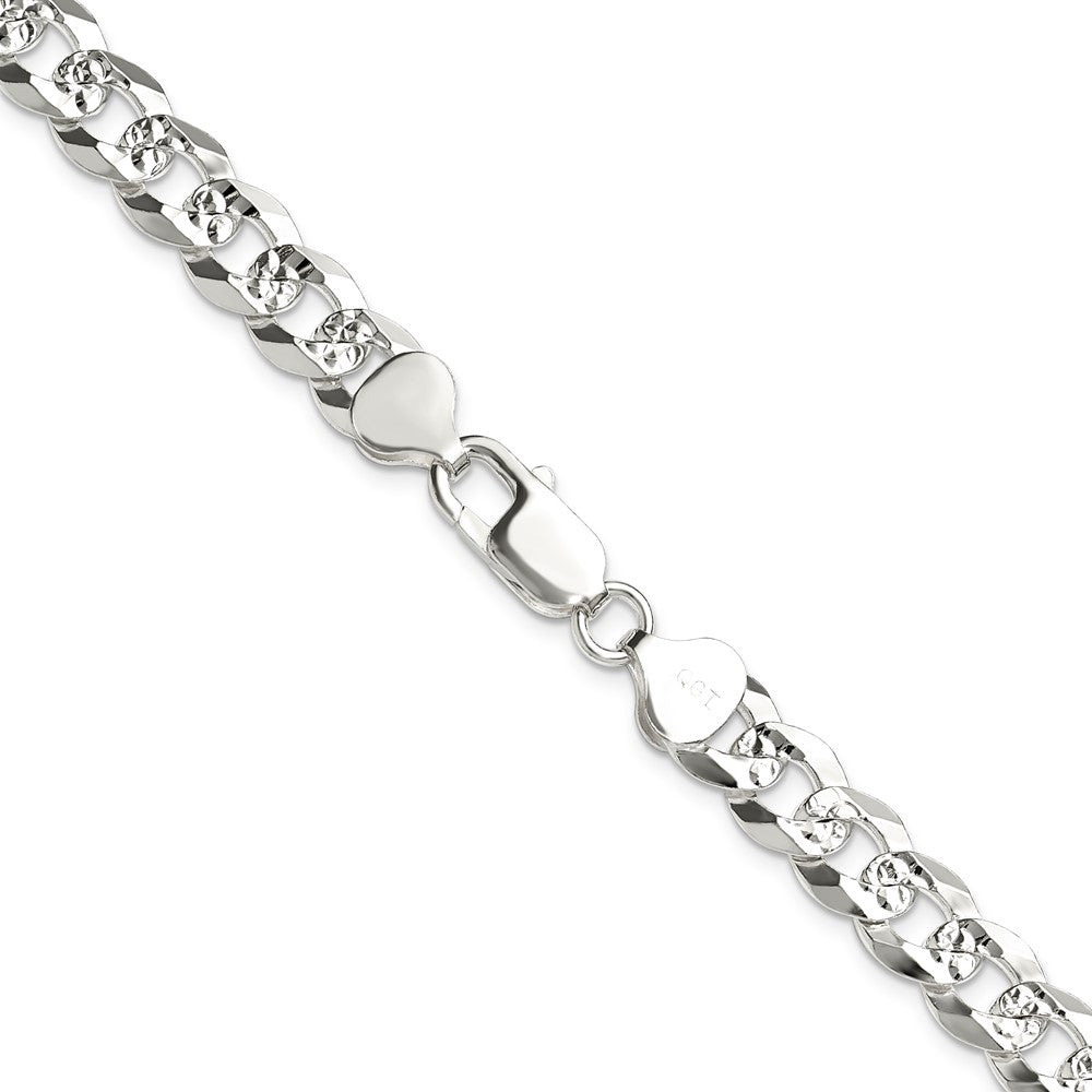 Sterlingsilber 8.25mm Flach Diamantiert Pavé Panzer 24 Zoll Kette