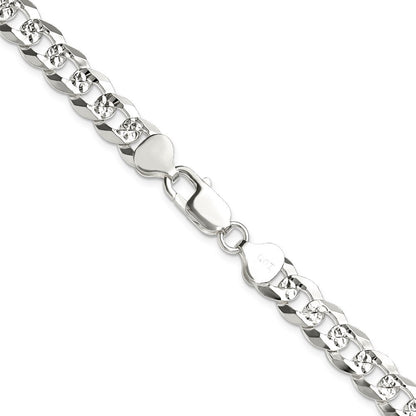 Sterlingsilber 8.25mm Flach Diamantiert Pavé Panzer 24 Zoll Kette