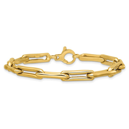 14K Gelbgold Poliert 5.7mm Fantasie Lang Glieder Gliederarmband