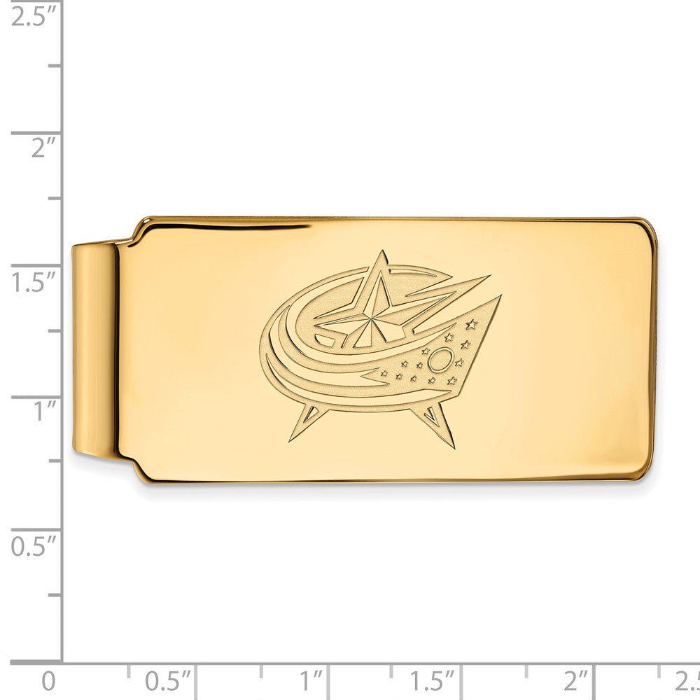 10K Gelbgold Gold Nhl Logoart Columbus Blau Jacken Geldklammer