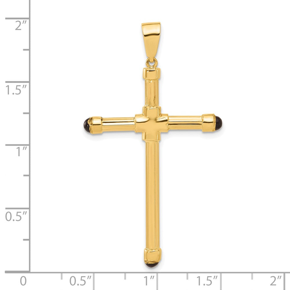 14K Gelbgold Polierter Anhänger mit Kreuz aus schwarzem Onyx