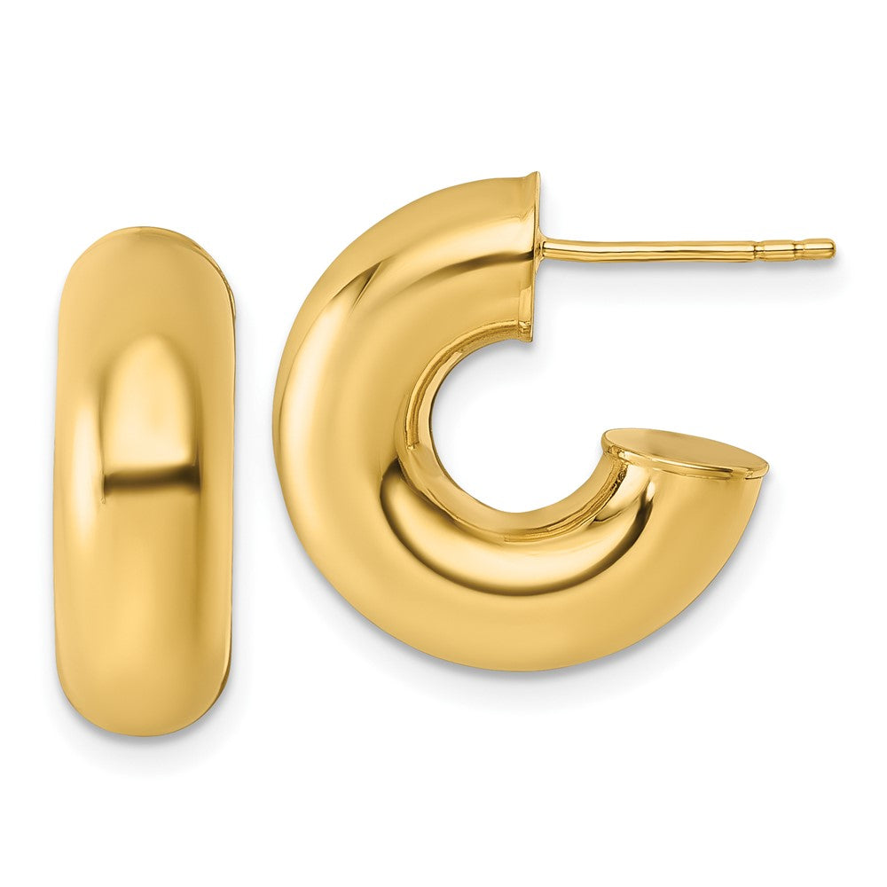 14K Gelbgold Poliert 6.00 X 17mm Röhre C-hoop Ohrstecker