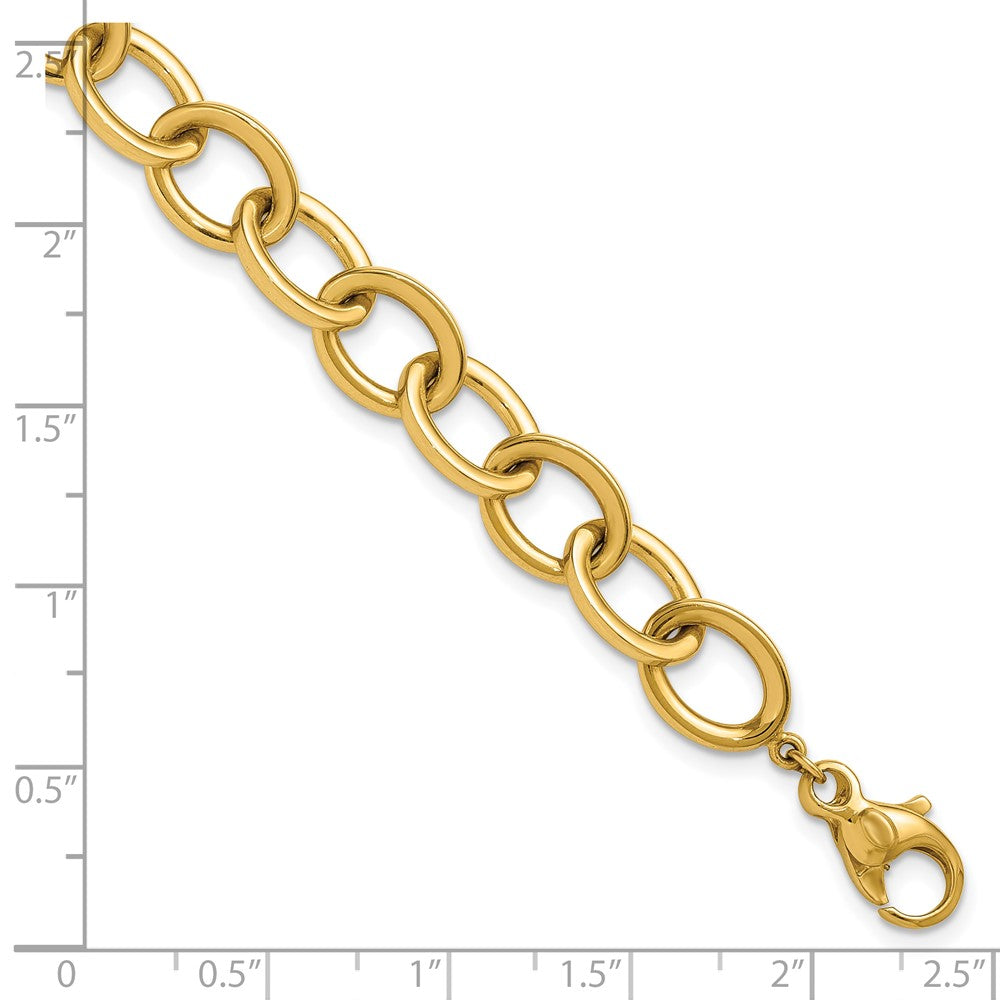 14K Gelbgold Poliert 9mm Rund Ankerkette Kette 7.5 Zoll Armband