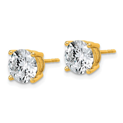 14K Gelbgold Ohrstecker mit 4 ct. im Labor gezüchteten Diamanten, rund, VS/SI+, G+, komplett gefasst in leichter Vierzack-Fassung