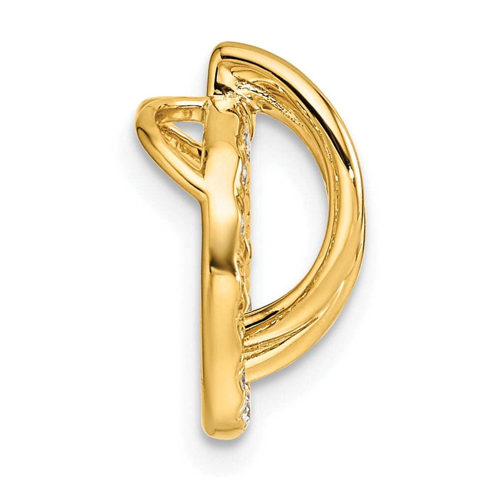 14K Gelbgold Poliert 1/10 Karat Diamant Offen Kreis Kette Anhänger