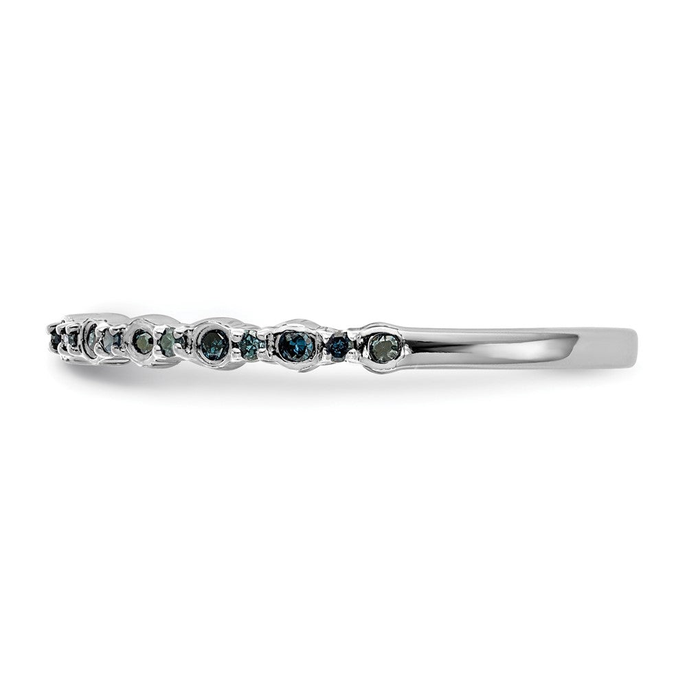 14K Weißgold Ehering mit 0,10 ct. blauen Diamanten, komplett