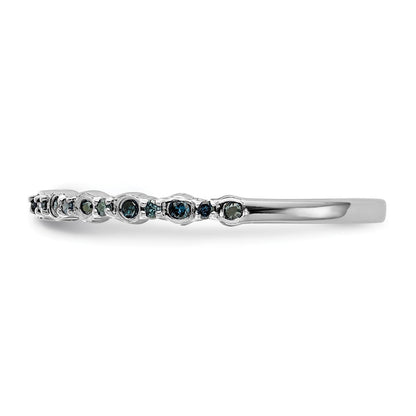 14K Weißgold Ehering mit 0,10 ct. blauen Diamanten, komplett