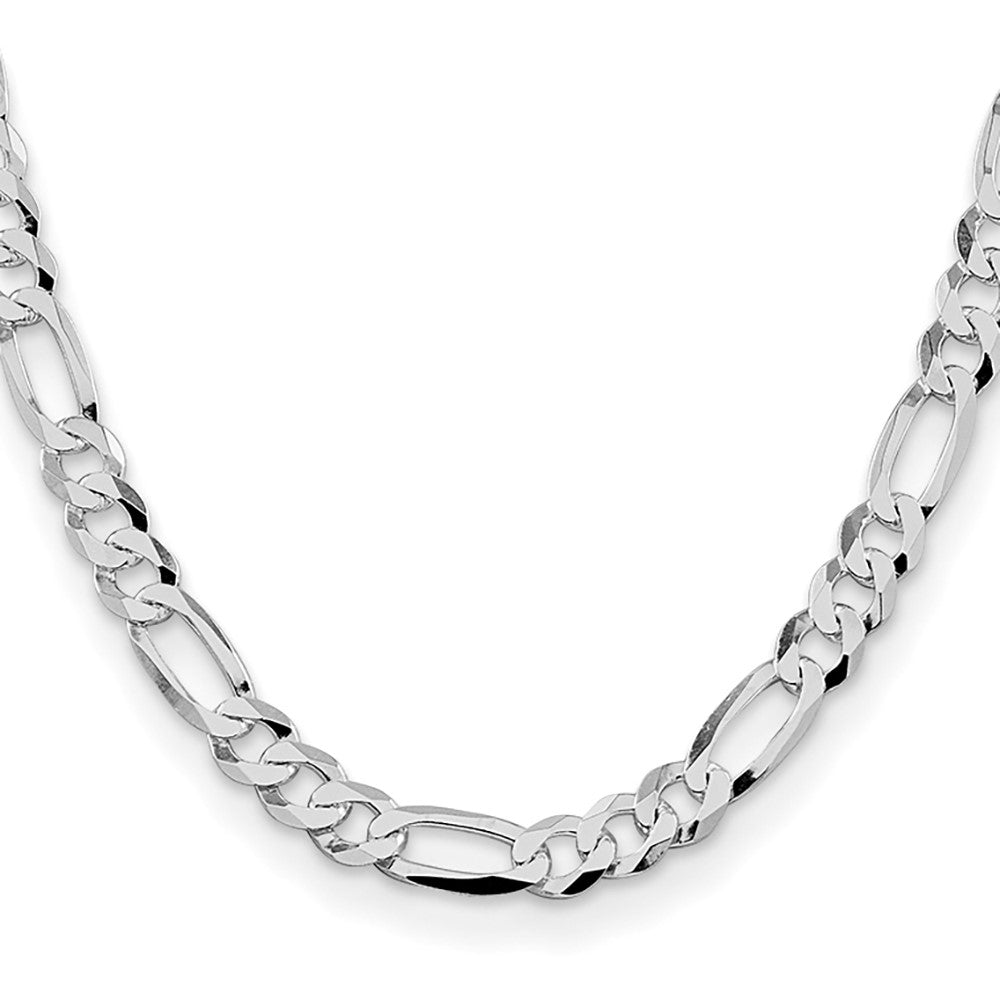 Sterlingsilber Rhodiniert 8.5mm Leicht Flach Figaro Halskette
