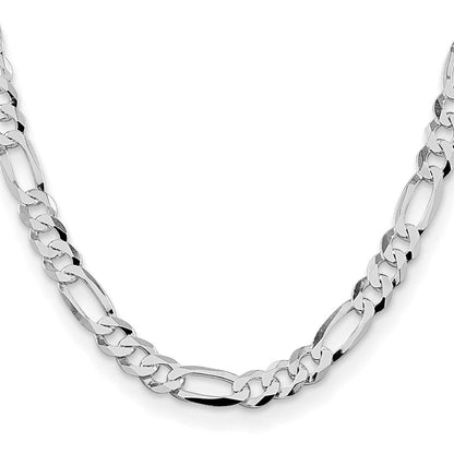 Sterlingsilber Rhodiniert 8.5mm Leicht Flach Figaro Halskette