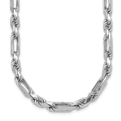 Sterlingsilber Rhodiniert Poliert 5.5mm Figaro Kordel Kette 20 Zoll Halskette