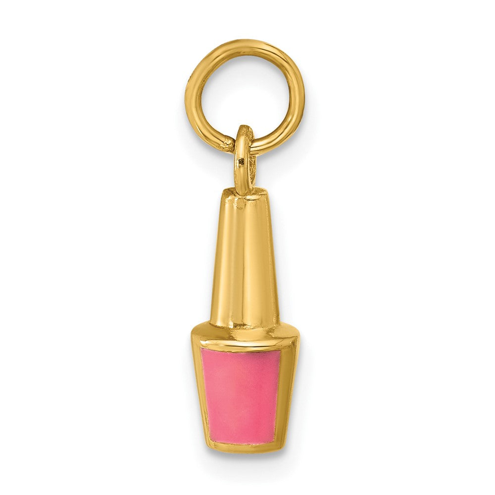 14K Gelbgold Charm Nagellackflasche rosa emailliert